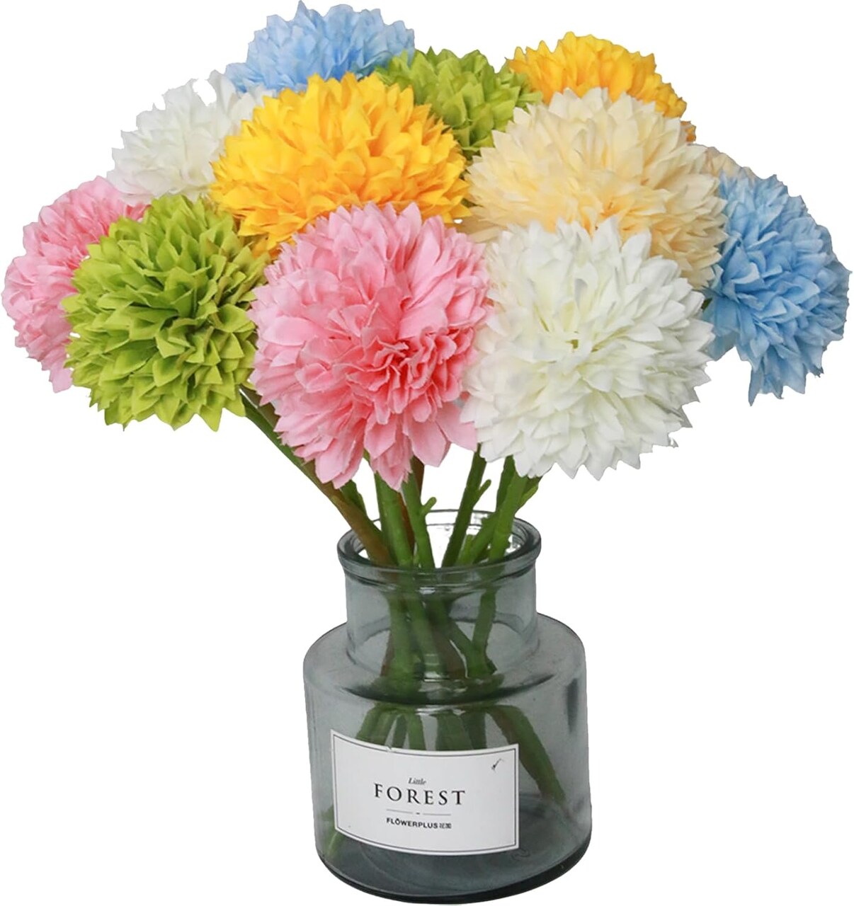 12 Pcs Mixed Color Artificial Ball Chrysanthemum – Faux Flowers for Easter, Spring, Wedding, Home & Garden Décor